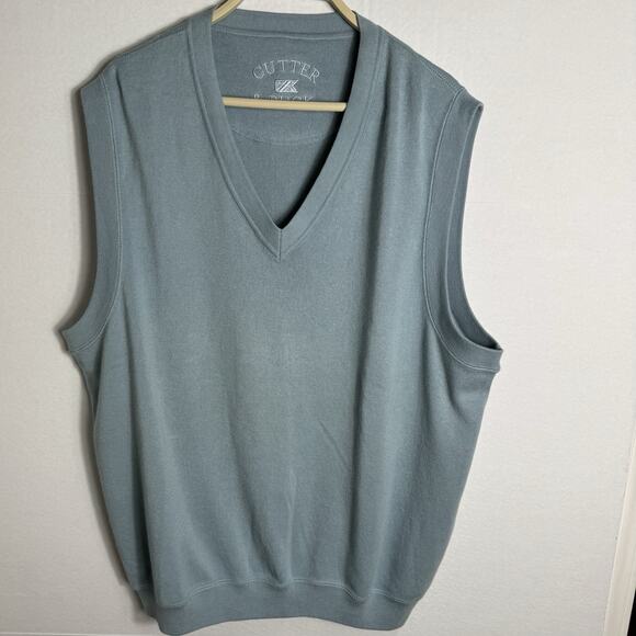 Cutter & Buck Men’s XL Sleeveless V-Neck Sweater Vest 100% Cotton USA Made Blue - Picture 1 of 6